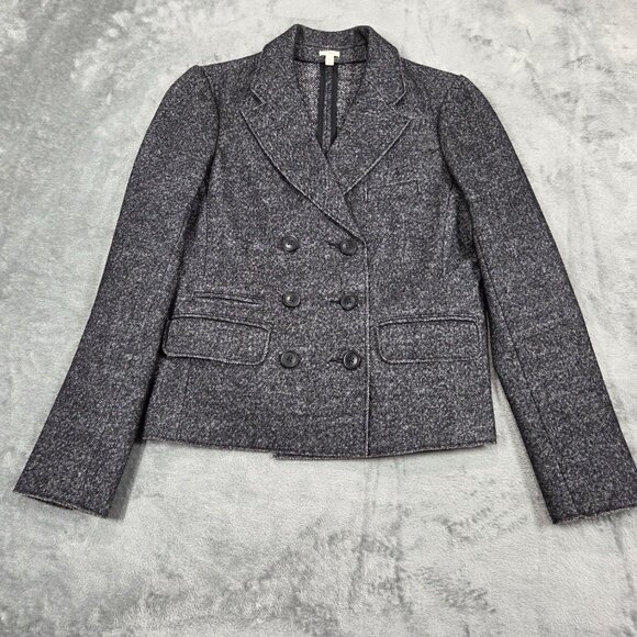 J Crew Blazer Womens 4 Gray Herringbone Thandie Preppy Academia Career Jacket - Picture 1 of 12